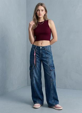 Синие джинсы карго h&amp;m повседневные