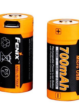 Акумулятор 16340 fenix 700 up mah li-ion micro usb зарядка