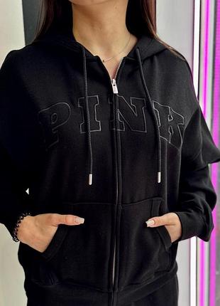 Худи женское флис victorias secret. цвет: pure black holiday (7bh3).