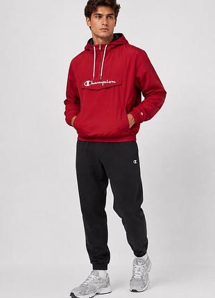 Спортивная ветровка-анорак мужская с капюшоном champion xs, m, l темно-красная однотонная (12345815-7)