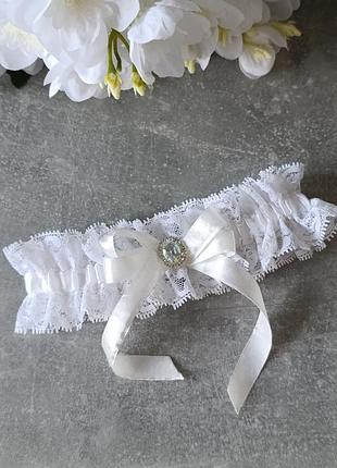 Підв'язка нареченої в кольорі айворі, бордо