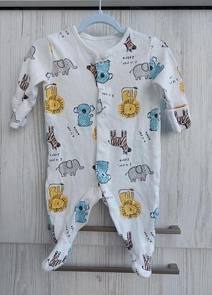 Брендовый хлопковый человечек matalan для мальчика 0-1м