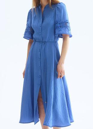 Сукня із жатої тканини з ажурною вишивкою h&m