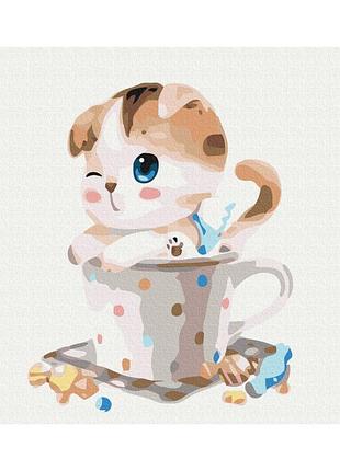 Картина за номерами "кошеня в чашці" bs8395 (48x60 см l)