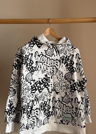 Худі h&m x spongebob з графіті принтом, xs oversize