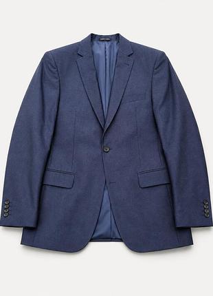 Темно-синій чоловічий костюм-трійка ramzotti slim fit (вовна + віскоза, розмір 46 / s-m)