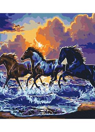 Картины по номерам «стадо чёрных лошадей» bs34306 (48x60 см l)