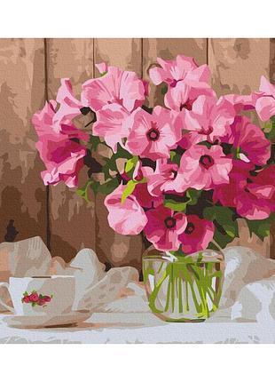 Картины по номерам «розовые петунии на столе» bs52768 (48x60 см l)
