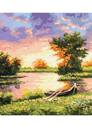 Картина по номерам «закат на озере» bs9923 (48x60 см l)