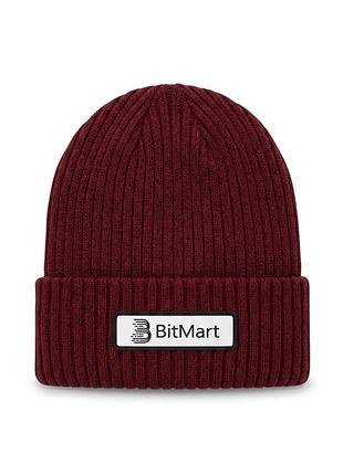 Новая вязаная шапка бини bitmart (бордовая / марсала)