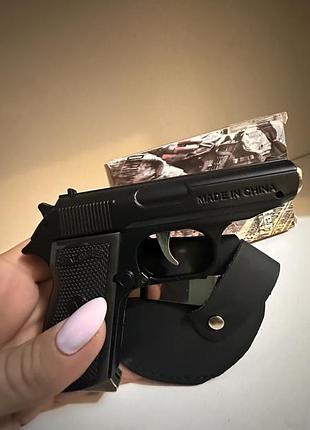 Сувенірна турбо-запальничка пістолет walther у кобурі (газова)