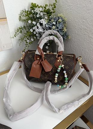 🤎🖤louis speedy 25 canvas premium натуральная канва кожа вместительная сумка бренд луи коричневая люкс