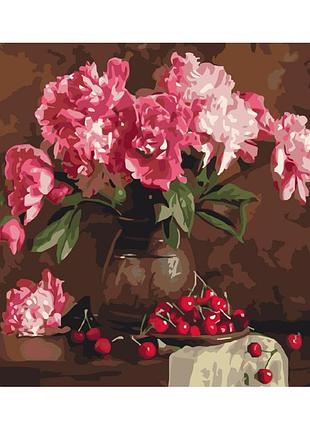 Картины по номерам «пионы и вишни» bs4645 (40x50 см)