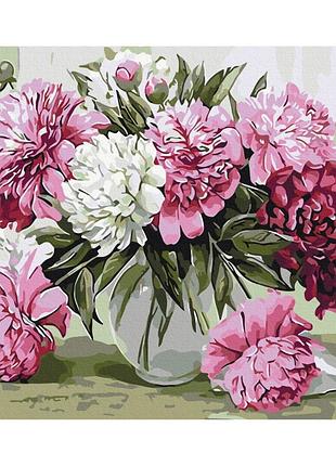 Картины по номерам «букет домашних пионов» bs52209 (48x60 см l)