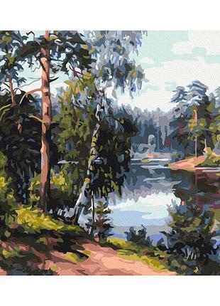 Картина за номерами "мальовниче озеро в лісі" bs51969 (48x60 см l)