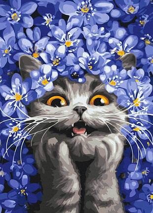 Картина по номерам «котик в подснежниках ©, марианна пащук» bs54331 40×50 см