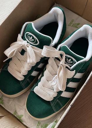 Кросівки жіночі adidas campus  зелені замшеві , розмір 37.5 (23 см).