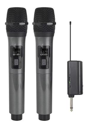 Комплект из 2х беспроводных профессиональных микрофонов с приемником nectronix wm-2 uhf, до 20 метров