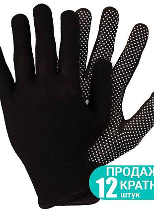 Перчатки трикотажные с точечным пвх покрытием р8 микроточка (чёрные) кратно 12 парам sigma (9442941)