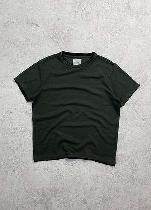 Темно зелена футболка clonyton inspired в рубчик, хакі, смарагдова, легка, однотонна