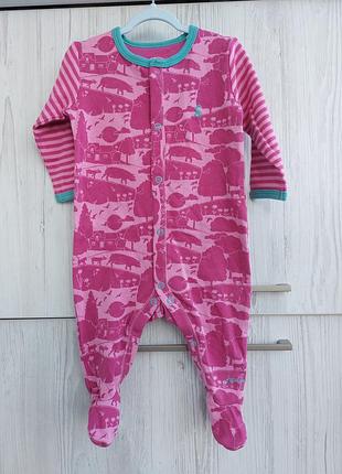 Брендовый хлопковый человечек joules для девочки 3-6м