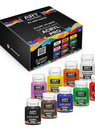 Набор краска художественная acryl pro art kompozit 9*20 мл, 9 х 20 мл
