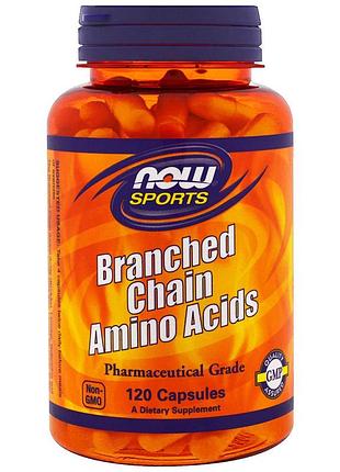 Комплекс аминокислот с разветвлёнными цепьями, branched chain amino acids, now foods, 120 капсул
