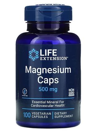 Магний, magnesium, life extension, 500 мг, 100 вегетарианских капсул