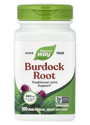Корень лопуха, 860 мг, burdock root, nature's way, 100 капсул