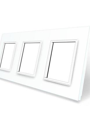 Рамка 3-постова livolo, загартоване скло, біла, 223×80 мм (vl-p7e/e/e-6w)