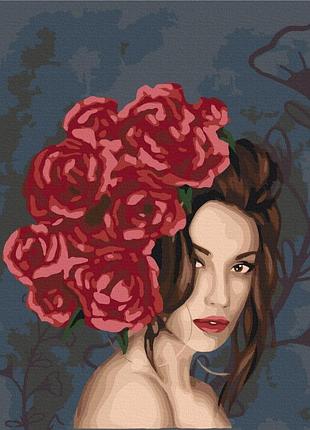 Картина по номерам «дама в розах» bs37456 (40x50 см)