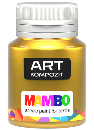 Краска по ткани мамво art kompozit, 20 мл, 20 мл, 54 золотой (эффект металлик)