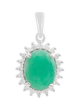 Срібна підвіска komilfo зі смарагдом 2.699ct, фіанітами (2206347)
