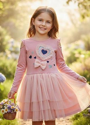 Ніжне трикотажне плаття model girls з фатиновою спідницею дівчинці 4-5 л 104-110 см