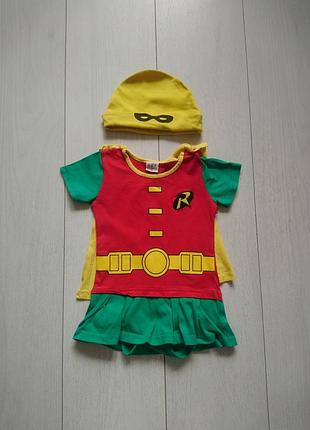 Карнавальный костюм бодик робин robin batman на 1-2 года