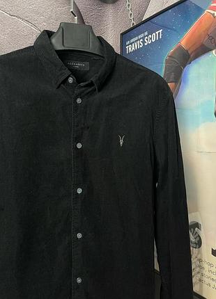 Сорочка чоловіча allsaints вельветова в чорному кольорі