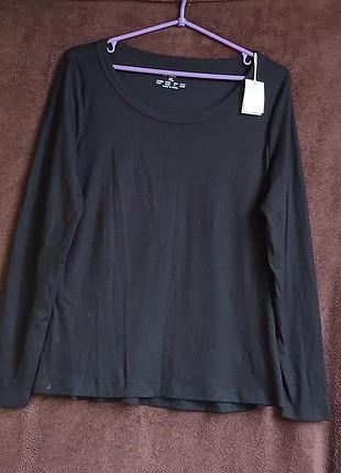 Лонглослив женский в рубчик, черный, xl, eur 46-48