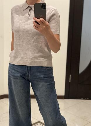 Базовая кофточка поло американка песочного цвета 100% wool