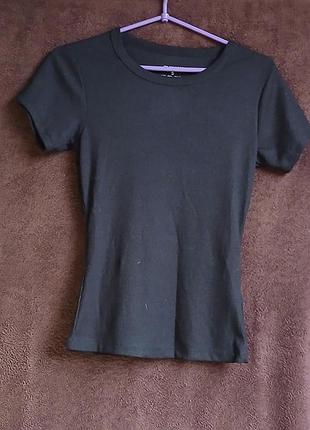 Футболка женская, в рубчик, черная, s, eur 38-40