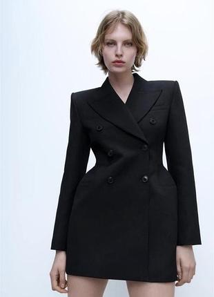 Двобортна сукня блейзер піджак жіноча чорна міні zara new