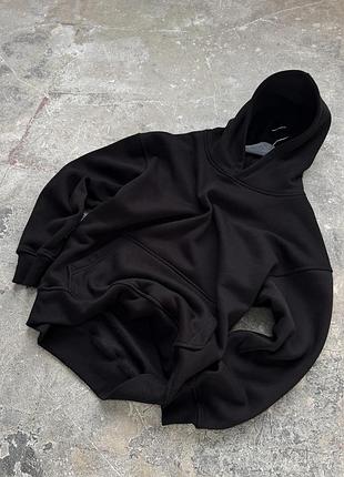 Оверсайз худі унісекс тринитка з начосом over чорне р.xs-xxl