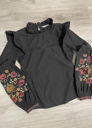 Стильна чорна блуза / вишиванка miss selfridge