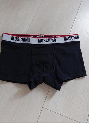 Черные боксерки базовые трусы мужские коттоновые moschino m м 10 38 46