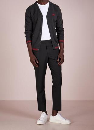 Boss athleisure чоловічий кардиган / светр zir02uwij-001, колір anthracite, трикотаж, v-подібний виріз, ґудзикову застібку, довгі рукави бавовна