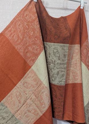 Великий вовняний палантин 100% шерсть 200×60 см, paisley