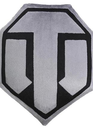 Подушка декоративна лого гри "world of tanks" wg043334 семикутна, сіро-чорна