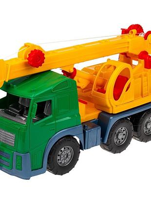 Игрушечная машинка кран 0572 с выдвижной стрелой зеленый
