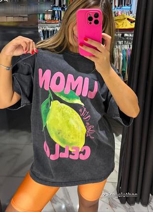 Накладной платеж ❤ турецкий хлопковый оверсайз футболка вареная варенка лимон удлиненная