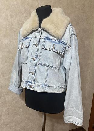 Курточка піджак джинсовий  короткий  світло-голубий  на l-xl