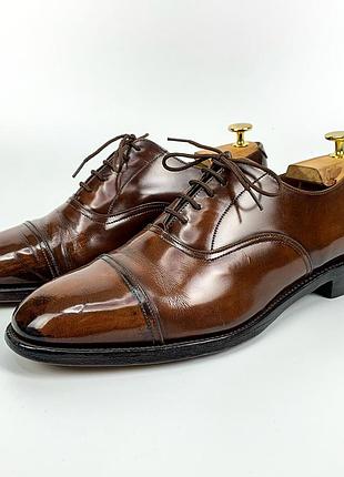 Брендові чоловічі шкіряні туфлі-оксфорди ручної роботи loake shoemakers оригінал розмір 8 ½ f
